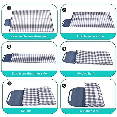 RUIBOLU Beach Blanket Large Picnic Blankets, 80x60in Sandproof Beach Mat for 2-4 Adults Waterproof Quick Drying Outdoor Picnic Mat for Travel Camping Hiking Festival Park Lawn (Dark Blue Plaids) - color: Dark Blue Plaids