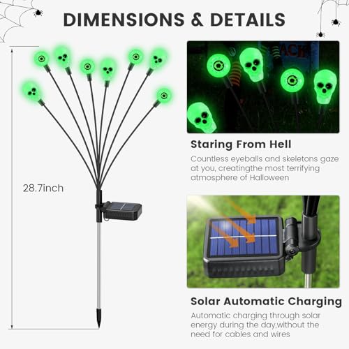 FENSAN Solar Halloween Lights Outdoor,Halloween Decorations Outdoor, Scary Eyeball Lights,2PACKS 16LED,IP65 Waterproof, Decor for Garden/Yard/Patio/Lawn/Pathway(Green) - color: eyeball green 2packs