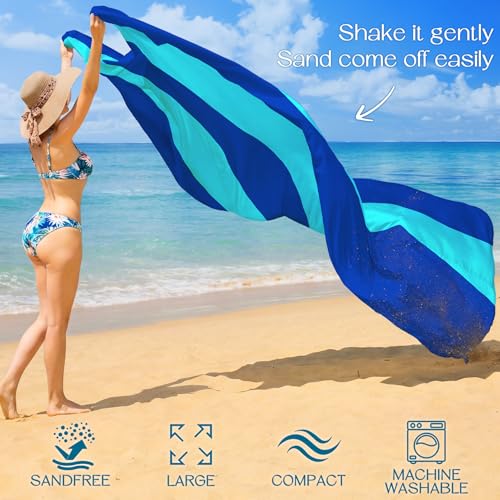BYDOLL Beach Blanket 78''X81'' Waterproof Sandproof Suits1-4 Adults Oversized Lightweight Large Blanket Picnic Mat for Beach Sand Free Travel Camping Hiking Picnic - color: Blue2 Mix, size: 78"X81"