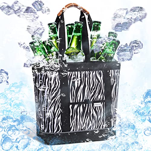 Insulated Cooler Bag Reusable Grocery Tote Bags Transport Large Lunch Box for Women - color: Zebra