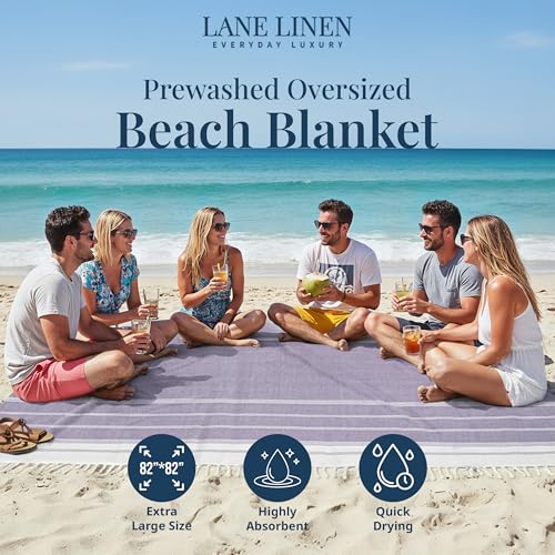 LANE LINEN Outdoor Blanket for Beach Necessities - Large Outdoor Blanket with Soft Pre-Washed, Diamond Weave Design (82"x82"), Beach Supplies for Summer Vacation, or Road Trips – Day Break - color: 20: Day Break, size: Beach Blanket (80" x 80")