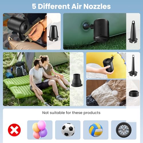 Portable Air Pump for Inflatables, Rechargeable Air Mattress Pump, 400L/min Quick-Fill Inflate & Deflate, 6000mAh Battery Powered Pump for Air Beds, Pool Floats, Vacuum Storage Bags