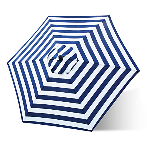 Sunnyglade 7.5ft Patio Umbrella Replacement Canopy Market Umbrella Top Outdoor Umbrella Canopy with 6 Ribs - color: Blue and White
