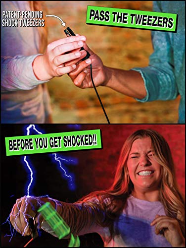 ShiZap! - Electric Shock Stacking Block Game, Plastic Tumble Tower Blocks, Shocking Tweezers, LED Base That Plays Suspenseful Music, Family Fun Party Games for Teenage Boys, Girls, Adults