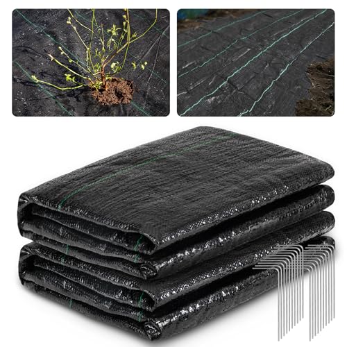 4x30ft Landscape Fabric Heavy Duty,Thicken Block Gardening Ground Cover Mat,Garden Cloth,Black Plastic Ground Cover,Commercial Driveway Fabric (4 * 30ft, 2Pack)