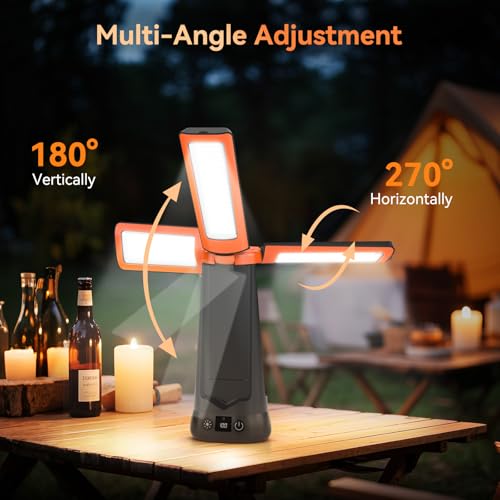 Rechargeable Camping Light with Stand 7ft Max Height, 15000mAh Portable Cordless LED Work Light, 5500 Lumen 6500/4500/3500K Dimmable Emergency Flashlight with Detachable Tripod, Orange - color: Orange