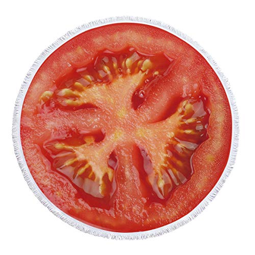 Oversize Fruit Round Beach Towel with Tassel Multi-Purpose Yoga Mat Kids Crawl Pads Towel Blanket Microfiber Circle Large Towel for Adults Teens - 59" (Tomato) - color: Tomato