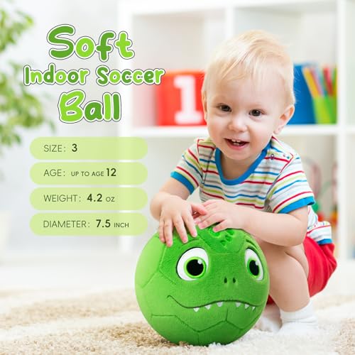 VangeBow Toddler Toy Soccer Goals for Backyard Indoor with Soft Plush Dinosaur Ball, Mini Soccer Nets and Ball Set for Kids(Pump Include) - style: Dinosaur Ball & Goal