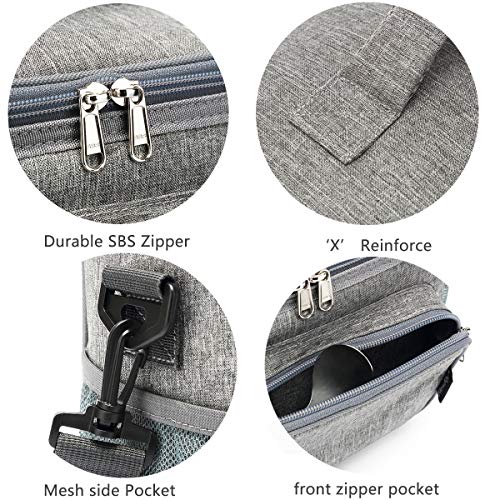 FlowFly Insulated Reusable Lunch Bag Adult Large Lunch Box for Women and Men with Adjustable Shoulder Strap,Front Zipper Pocket and Dual Large Mesh Side Pockets,Grey - color: Gray
