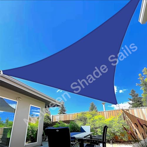 Neween Triangle Sun Shade Sail, 9' x 9' x 9', Waterproof Blue Color with 98% UV Block - color: Blue, size: 9'10'' x 9'10'' x 9'10''