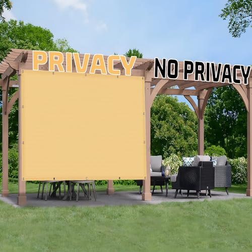 SUNNY GUARD 90% Shade Cloth 4/6/8/10/12 FT Sun Shade Screen Fabric Shade Cover Tarp with Grommets for Pergola Backyard Garden, 6' x 10', Sand - color: Sand, size: 0 6'×1 0'