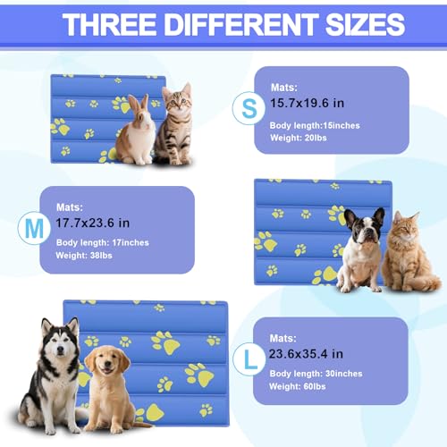 Cooling Dog Bed, Premium Pet Cooling Mat Waterproof & Scratch-Resistant, Non-Slip Summer Essential for Dogs Cats, Foldable Cooling Pad for Indoor Outdoor Travel(S 20''*16'') - color: Dark Blue Paw, size: 20''*16'' Small