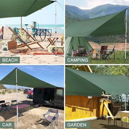 Tarp Poles, Telescoping Tent Poles, Ultra-Lightweight Portable Aluminum Sun Shade Poles That Extends Up to 7'6",Suitable for Camping, Tent, Awning, Beach Shelter(2 PCS) - color: Silvery