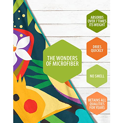 VENTURE 4TH Microfiber Beach Towel: Quick-Dry, Compact, Sand-Free, Absorbent, Sandproof and Lightweight - Perfect for Camping, Beach, and Roadtrips (Rainforest Cockatoo Design | 35x78 inches) - color: Rainforest Cockatoo, size: Extra Large (78" x 35")