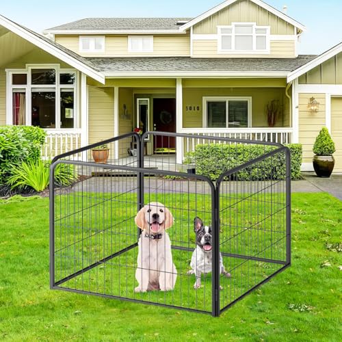FDW Dog Playpen Kennel - 4 Panels, 24 Inch Height, Indoor/Outdoor Folding Metal Portable Puppy Exercise Pen, Heavy Duty Dog Fence for Yard, Camping - Black - style: 4 Panels
