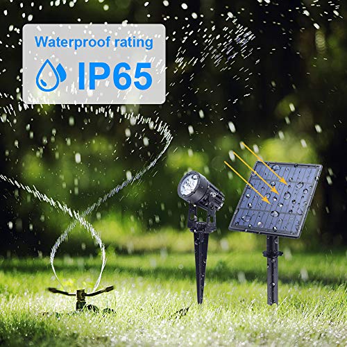 APONUO Metal Solar Spot Lights Outdoor with 9.8ft Cable Solar Powered Landscape Lighting Low Voltage IP65 Waterproof Auto On/Off for Outside Garden Yard Landscape Pathway Garage-Warm White(2-in-1) - color: Warm White, size: 2-IN-1