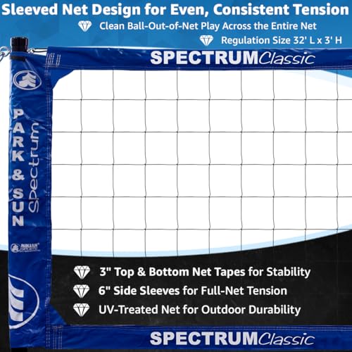 Park & Sun Sports Spectrum Classic: Adjustable Professional Outdoor Volleyball Net System - color: Denim Blue
