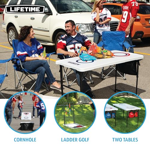 Lifetime Heavy Duty Cornhole, Ladder Golf Game and Table Combo Set