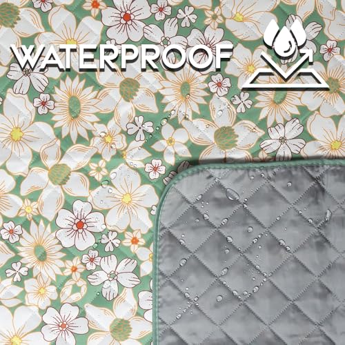 CARSTENS, INC. Easy Pack Waterproof Sandproof Picnic Blanket, Lightweight Foldable Outdoor Camping Beach Mat, Large 60"x80", Spring Garden Floral - color: Spring Garden Floral
