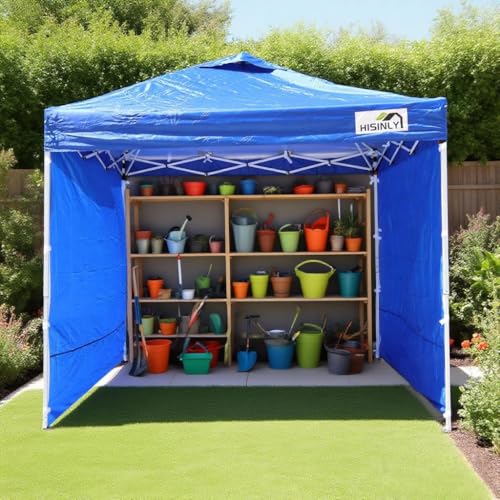 8x8 Pop Up Canopy Tent, Waterproof 210D Oxford, 3 Removable Sidewalls, Vented Roof, Wind-Resistant Steel Frame, UPF 50+, Wheeled Bag, 1-Person Instant Setup, Fits 3-5 People – Blue - color: Blue