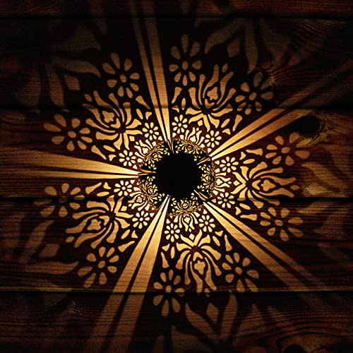 Solar Lanterns Outdoor Waterproof 2 Pack, Hanging Solar Lights for Outside Garden Decor, Decorative Moroccan Lanterns Garden Gifts for Women Mom, Yard, Patio, Porch Decorations - color: 2 Pack Flower Lights
