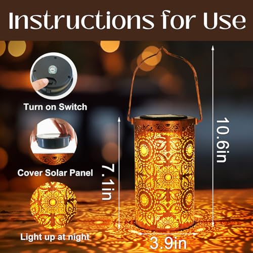 DIBIEECN Mothers Day Gifts for Mom, Birthday Gifts Grandma Ladies Solar Lanterns Outdoor Hanging Hollowed-Out Metal Waterproof LED Garden Decor Outside for Patio Yard Porch, Sunflower, 1 Pack - style: Sunflower