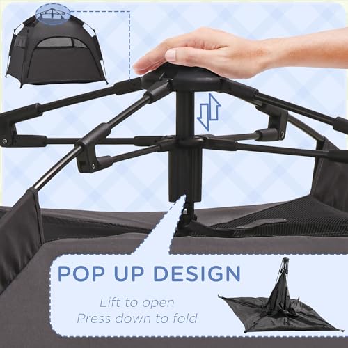 PawHut Pop Up Dog Tent for Extra Large and Large Dogs, Portable Pet Camping Tent with Carrying Bag for Beach, Backyard, Home - color: Dark Gray
