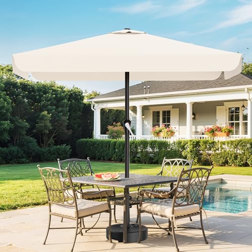 AreShark 8 X 10 FT Large Rectangular Patio Umbrella with Valance, Outdoor Table Market Umbrella w/Crank & 8 Ribs, Rectangle Outdoor Umbrellas for Garden, Deck, Yard and Poolside, Cream White - color: Cream White, size: 8x10 FT