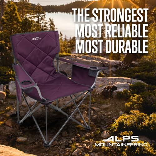 ALPS Mountaineering King Kong Camping Chairs for Adults with Mesh Cup Holders and Pockets, Built Durable and Reliable with Compact Foldable Steel Frame - color: Eggplant