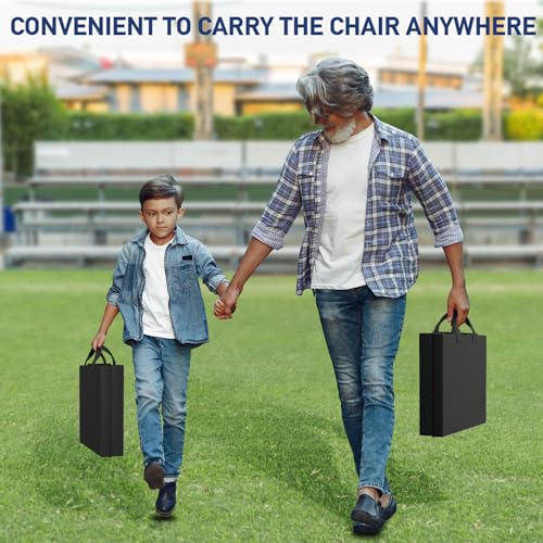 Stadium Seats with Back Support - Folding bleacher Chair for Beach and Camping - Portable Bleachers Cushions for Adults and Kids - Foldable Outdoor Lawn Bench for Camp (Black)
