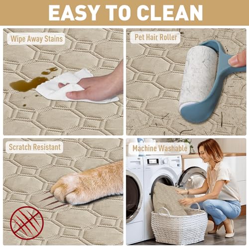 ZNSAYOTX Ultimate Cozy Blankets (30"x53") 100% Waterproof Sofa Mat Blanket for Dog Pets, Bed Couch Protector with Non-Slip Back Washable Durable, Pee Scratch Proof Easy to Clean (Khaki) - color: Khaki, size: 30x53 Inch