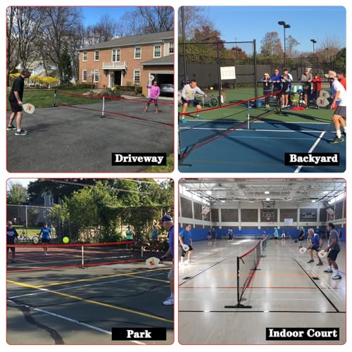 Pickleball Net for Driveway, Portable Pickleball Net System with Regualtion Size 22FT Pickle Ball Net, Outdoor Pickleballs, Carry Bag, Weather Resistant Metal Frame - style: Pickleball set with net
