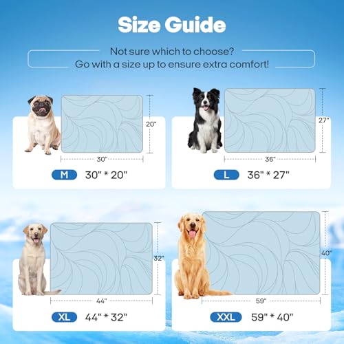 Vagascape Dog Cooling Mat New 5.0 Version Built-in Ice Pack, Long-Lasting Cool 6-8h, 59" x 40" Ultra Thick Soft Vine Pattern Pet Cooling Mat, Washable Foldable Large Cooling Pad for Indoor Outdoor - size: XXL(59“x40”)