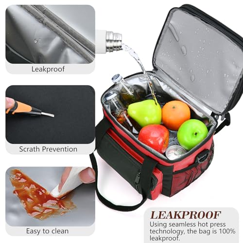 Lunch Box & Lunch Bag for Men Women, Large Insulated Adult Lunch Box, Leakproof Cooler Lunchbox with Bottle Opener for Work Picnic Beach, 16L, Red - color: Red
