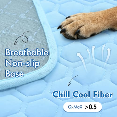 SISROL Cooling Mat for Dogs & Cats, Q-Max>0.5 Arc-Chill Fabric Washable Non-Slip Pet Cooling Pad, Thickened Portable Cooling Bed Mats for Indoor & Outdoor, Small Medium Large Pets - size: Medium
