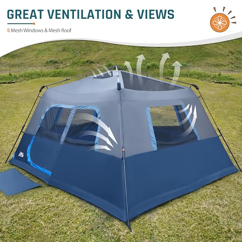 8 Person Instant Cabin Tent, Easy 60 Second Setup Family Tents for Camping, Pop up Camping Tent, Large Waterproof Tents for Outdoor Camping, Spacious Interior, Upgraded Ventilation - color: Blue