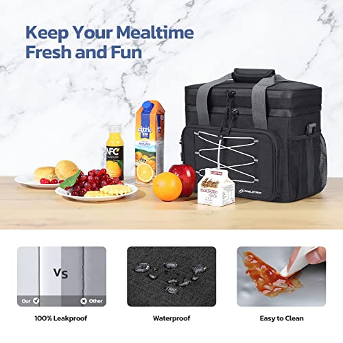 Maelstrom Portable Collapsible Soft Cooler Bag – 24/30/60 Cans Double-Deck Leakproof Ice Chest for Beach, Camping & Grocery - color: Black, size: 30 Can