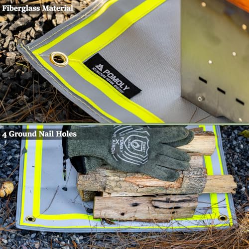 POMOLY Fire Pit Mat,Fireproof Mat Visible at Night-Great for Deck Fire Pit Base,Patio Fire Pits Pad for Outdoor Wood Burning, Wood Floor, Grass, Campsite, Lawn(31.5'' X20'') - size: Small