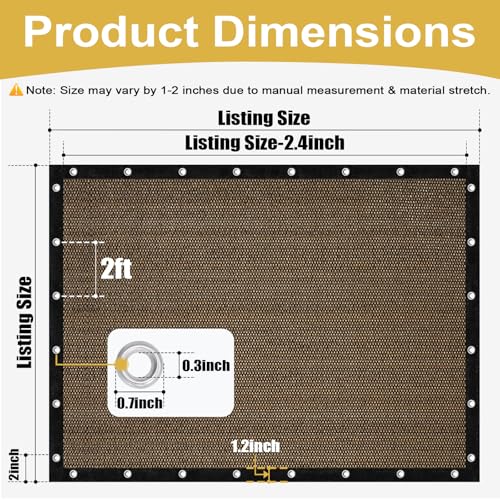 Shade&Beyond Customized Size 90% Sun Shade Cloth with Grommets, 6' X 20' Pergola Shade Cover Canopy, Mesh Tarp Sun Screens for Patio, Outdoor, Garden, Backyard, Mocha - color: Mocha, size: 0 6' X 2 0'