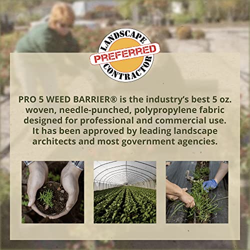 Dewitt Pro-5 Weed Barrier Fabric 5 oz, 5 x 250 Feet – Heavy-Duty Woven Landscape Ground Cover Mat for Raised Garden Bed, Greenhouse Gardening, Outdoor Landscaping, and Commercial Planting - size: 1 Pack, style: 5' x 250'
