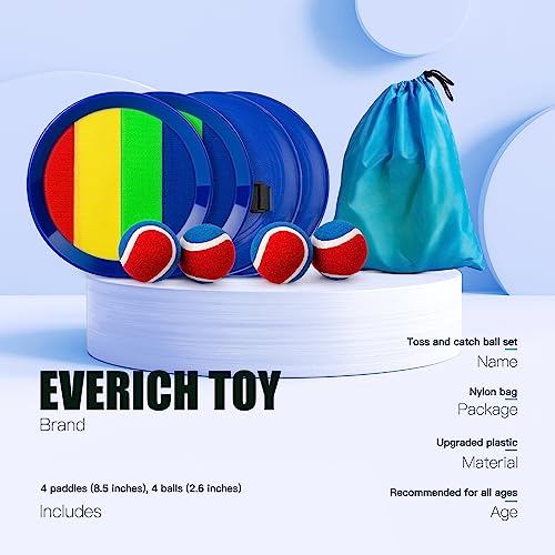 Upgraded Toss and Catch Ball Game Set, Outdoor Games for Kids Toys, Stocking Stuffers for Family Games, Beach Pool Yard Christmas Toys Birthday Gifts for Boys Girls 3 4 5 6 7 8-12 Year Old - color: Rainbow, size: 4 Paddles 4 Balls