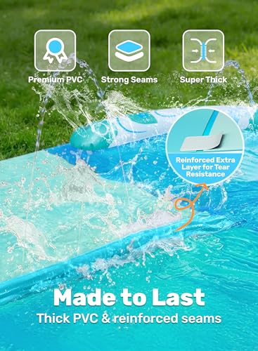 JOYIN 22.5FT Water Slide and 2 Inflatable Boards, Extra Long Heavy Duty Double Lawn Waterslide with Sprinkler for Kids Adults Backyard Summer Water Toy Outdoor Fun, Blue, Light Blue - color: Blue, Light Blue, size: 22.5ft