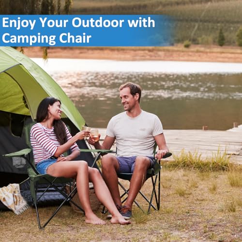 Camping Chair 2 Pack Portable Folding Chair with Cup Holder and Cooler Bag, 285lbs Capacity, Upgraded Foldable Chair for Outdoor, Beach, Fishing, Backpacking, Navy Blue - color: Navy Blue