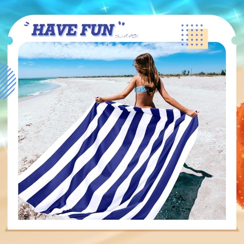 Peryiter Checkered Giant Beach Blanket 71 x 71 Inch Oversized Sandproof Towel Stripe Microfiber Quick Dry Lightweight Huge Blanket for Summer Hawaii Beach Travel Essentials Accessories(Navy Blue) - color: Navy Blue