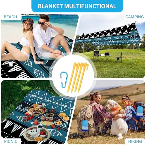 Beach Blanket Waterproof Sandproof Oversized Lightweight 78''×81'' 1-5 Adults Blanket Beach Large Picnic Mat for Travel Camping Hiking Picnic - color: Boho, size: 78''x81''