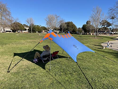 Neso Sidelines 1 Sports Tent - Lightweight and Portable Sun Shelter and Shade Tent for Outdoor Activities - Patented Reinforced Corners - UPF 50+ Sun Protection - 5.5 ft Tall, 7 x 4.5 ft - color: Blue Orange Checkers