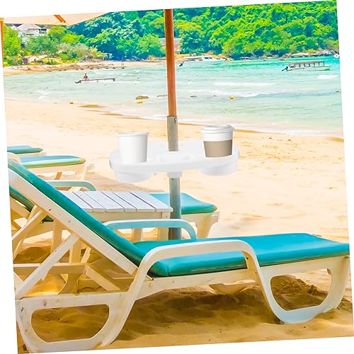 BESPORTBLE Outdoor Umbrella Table Tray for Beach and Patio with Cup Holders Sturdy Plastic Outdoor Umbrella Tray with Snack Compartment
