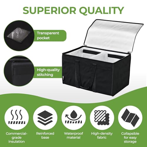 TRUE NORTH Insulated Food Delivery Bag w/Divider - NEW 2026 UPDATE (23"x15"x14") - Uber Eats Food Warmer Bag - Warming Bags For Food - Insulated Delivery Bags For Hot Food, Pizza Delivery Bag