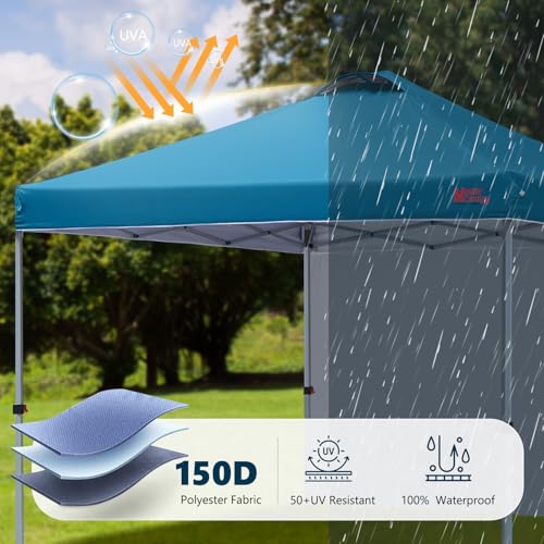 MASTERCANOPY Durable Pop-up Canopy Tent with 1 Sidewall (10'x10',Cyan Blue) - color: Cyan Blue, size: 10x10