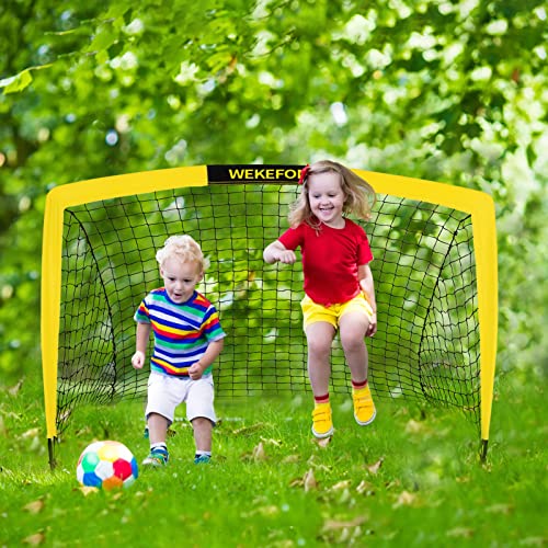 Soccer Goal with Carry Bag, 10/9MM Strengthen Pole, Arched Design, Kids Soccer Goals for Backyard Set 5x 3.1/3.6x2.7/2.9x2.4ft Portable Pop Up Soccer Nets for Toddler, Adults, Youth Games, Play, Gifts - color: Yellow, style: 2 Goals-3.6 ft x 2.7 ft